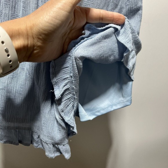 altar'd state Romper Womens Size Small Blue Lined One Shoulder Ruffled Trim - Picture 8 of 10